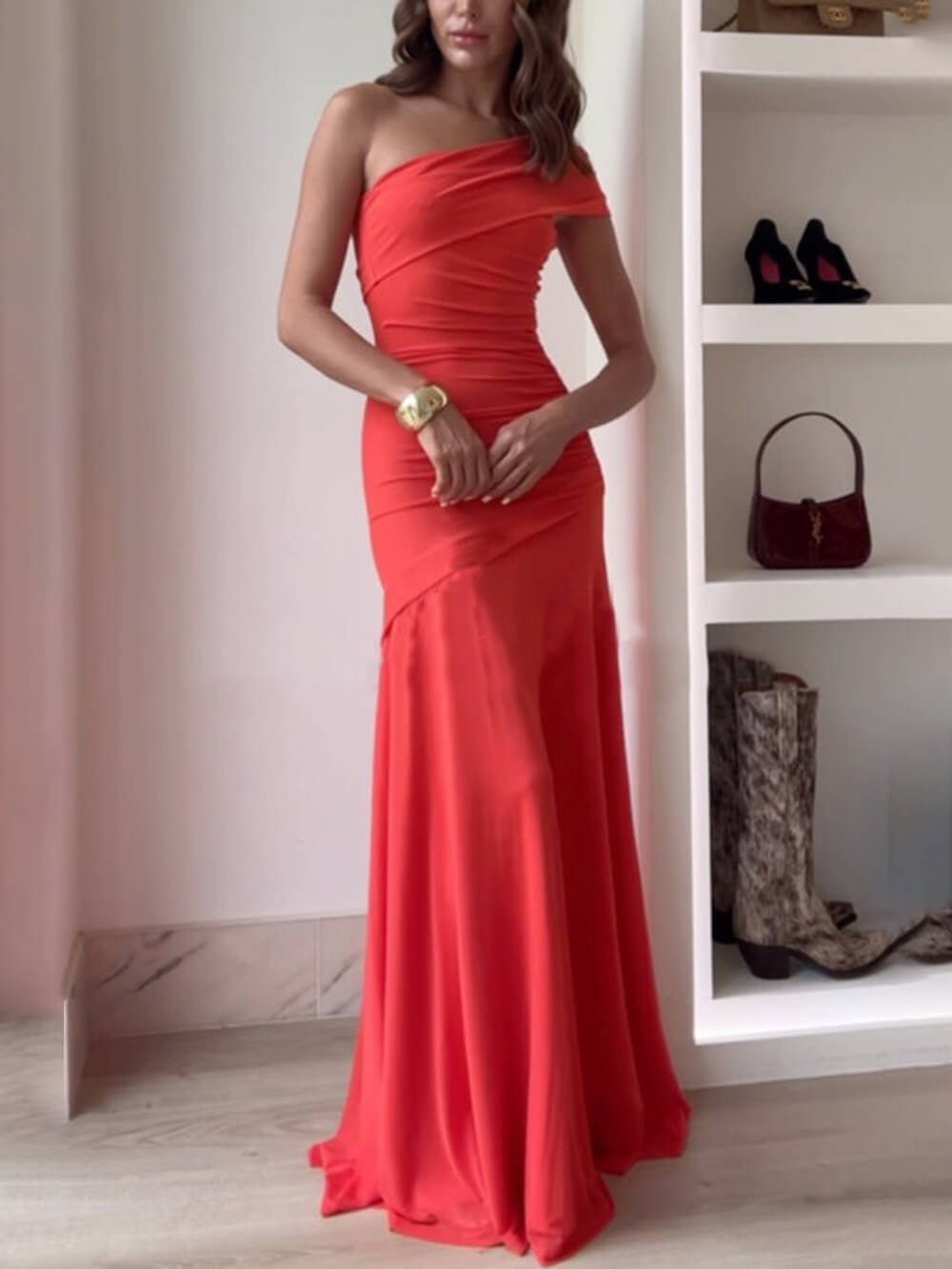 Grace Mesh Ruched Maxi Dress