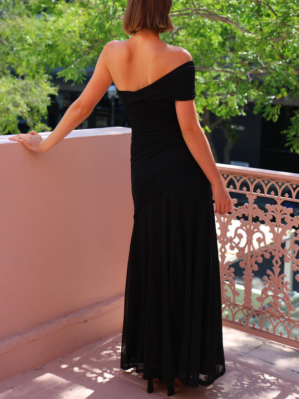 Grace Mesh Ruched Maxi Dress