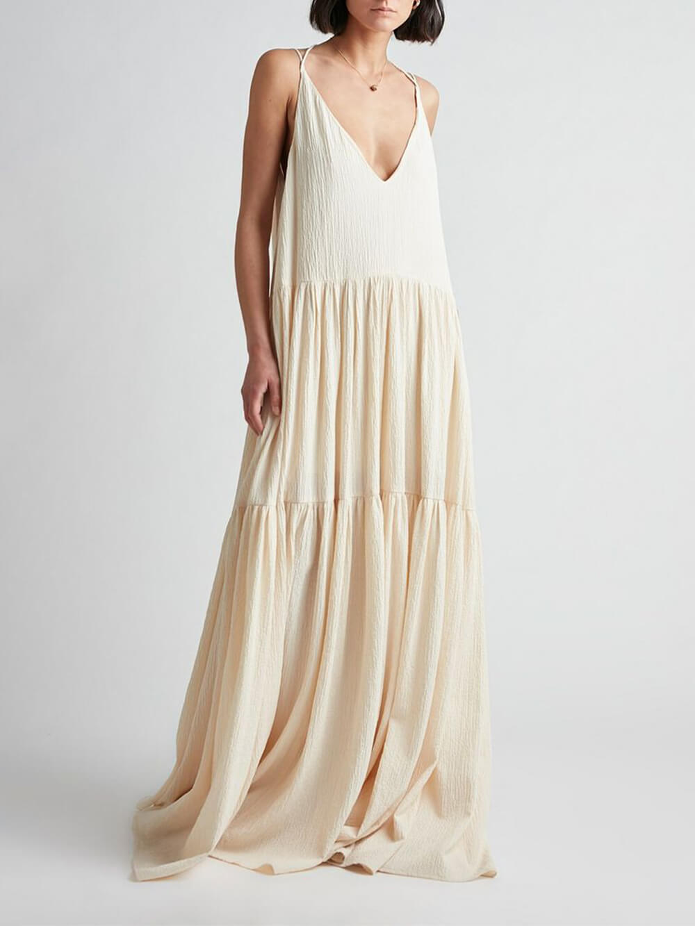 Summer V-Neck Strappy Maxi Dress