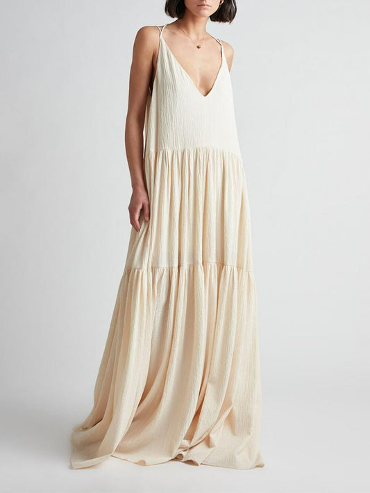 Summer V-Neck Strappy Maxi Dress