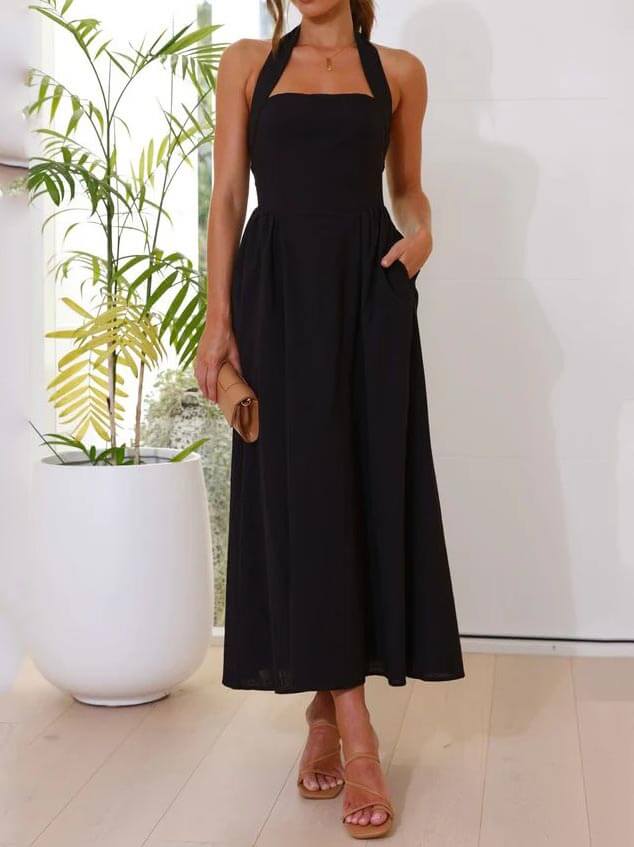 Black Halo Waist Dress