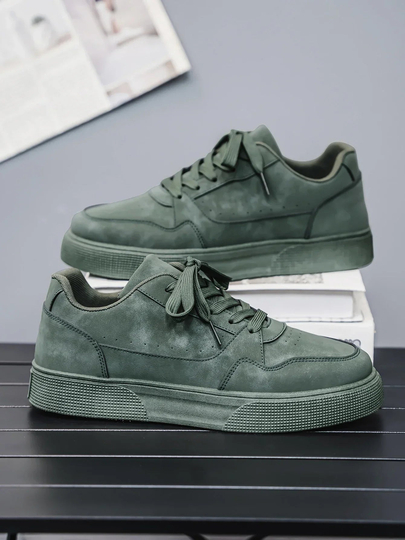Men’s Breathable Artificial Leather Sneakers – Height Increasing, Anti-Odor Casual Sports Shoes