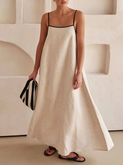 Contrasting A-line Summer Suspender Dress
