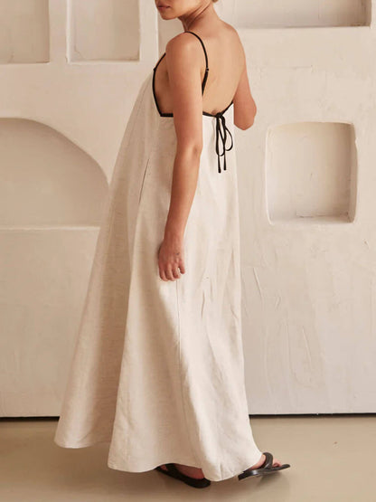 Contrasting A-line Summer Suspender Dress