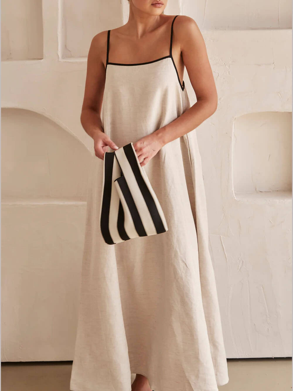 Contrasting A-line Summer Suspender Dress
