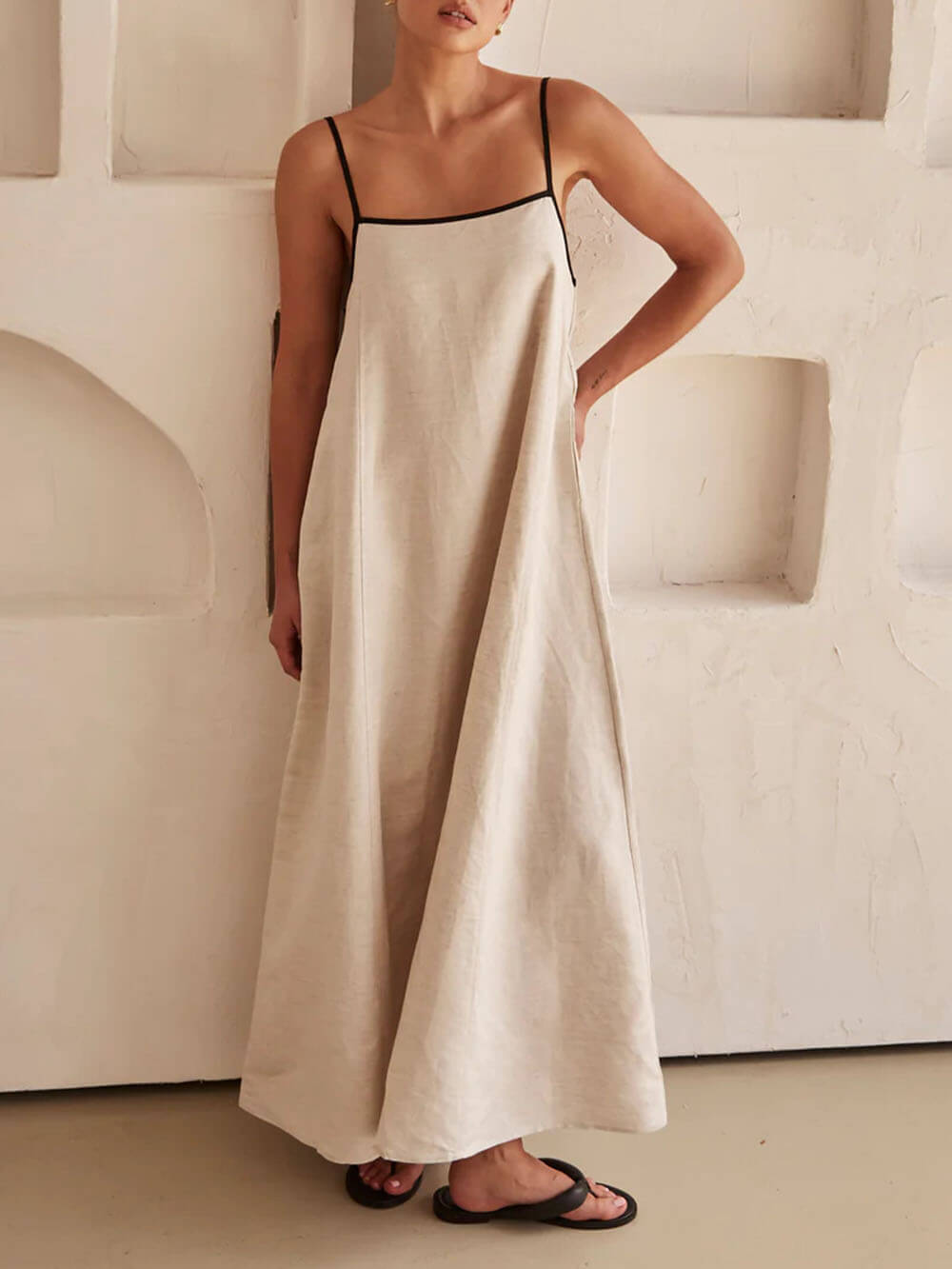 Contrasting A-line Summer Suspender Dress