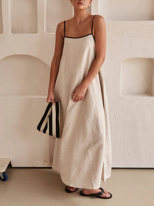 Contrasting A-line Summer Suspender Dress