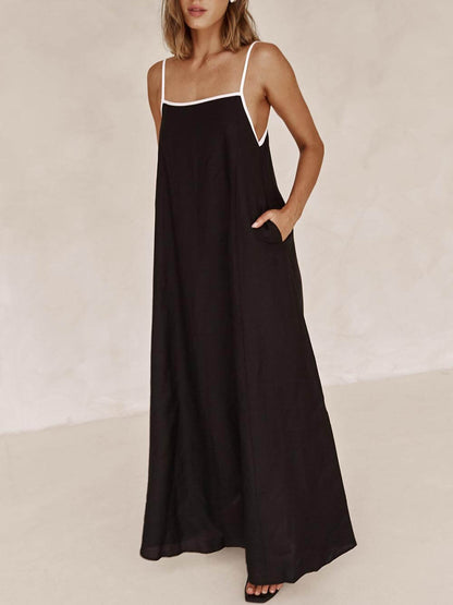 Contrasting A-line Summer Suspender Dress