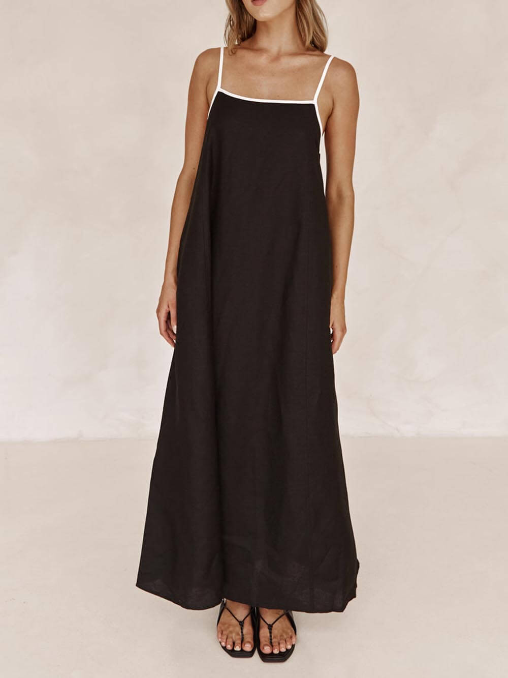 Contrasting A-line Summer Suspender Dress