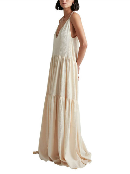 Summer V-Neck Strappy Maxi Dress
