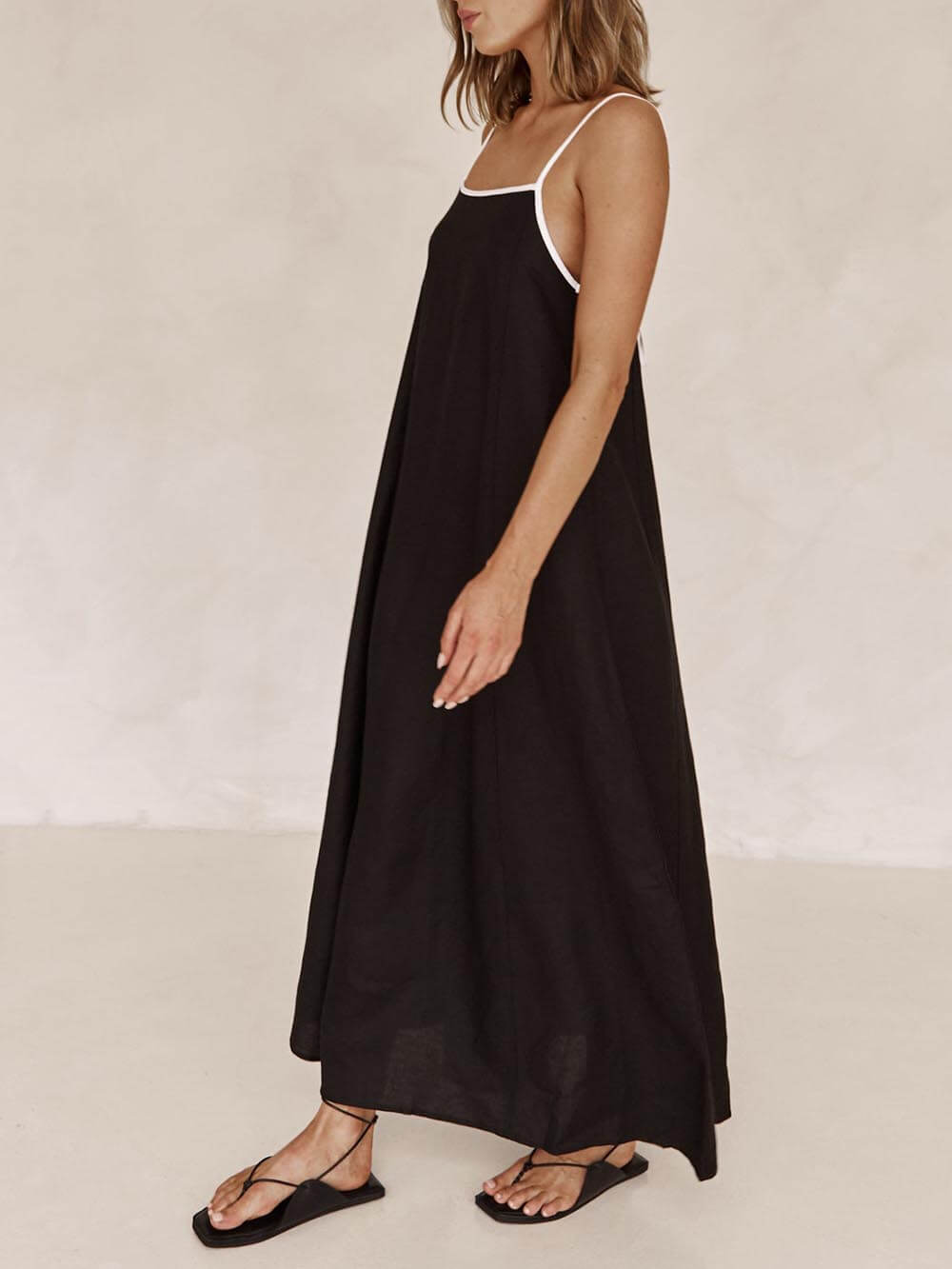 Contrasting A-line Summer Suspender Dress