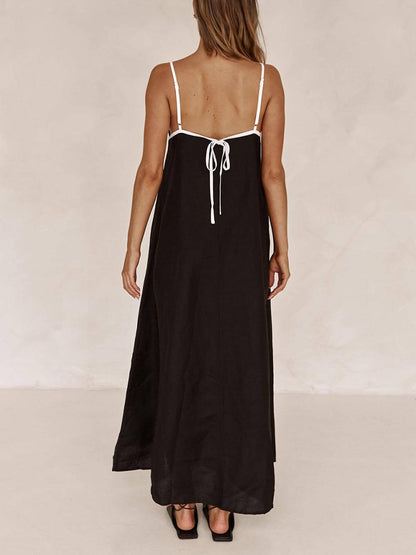 Contrasting A-line Summer Suspender Dress