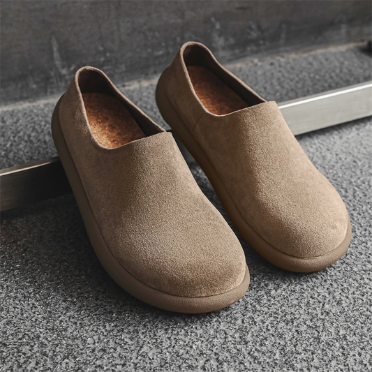 Men’s Fashion Suede Leather Slippers – Handmade Casual Mules, Beach Slides & Lazy Walking Flats