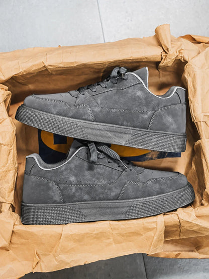 Men’s Breathable Artificial Leather Sneakers – Height Increasing, Anti-Odor Casual Sports Shoes