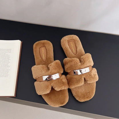 CloudStep™ Luxe Button Fur Slippers for Women