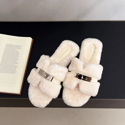 CloudStep™ Luxe Button Fur Slippers for Women