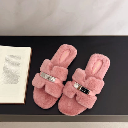 CloudStep™ Luxe Button Fur Slippers for Women