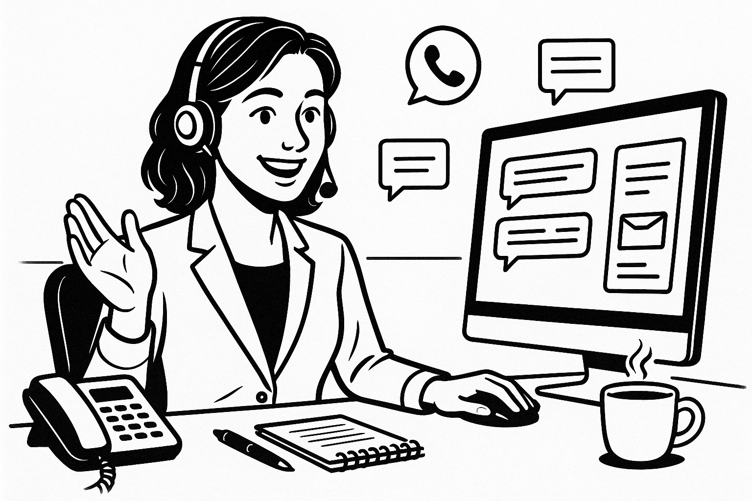 Customer support in black and white