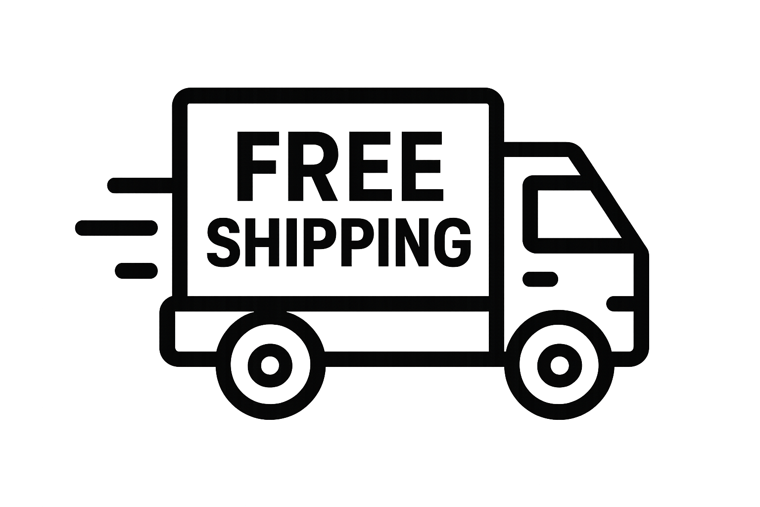 Free shipping icon in black and white